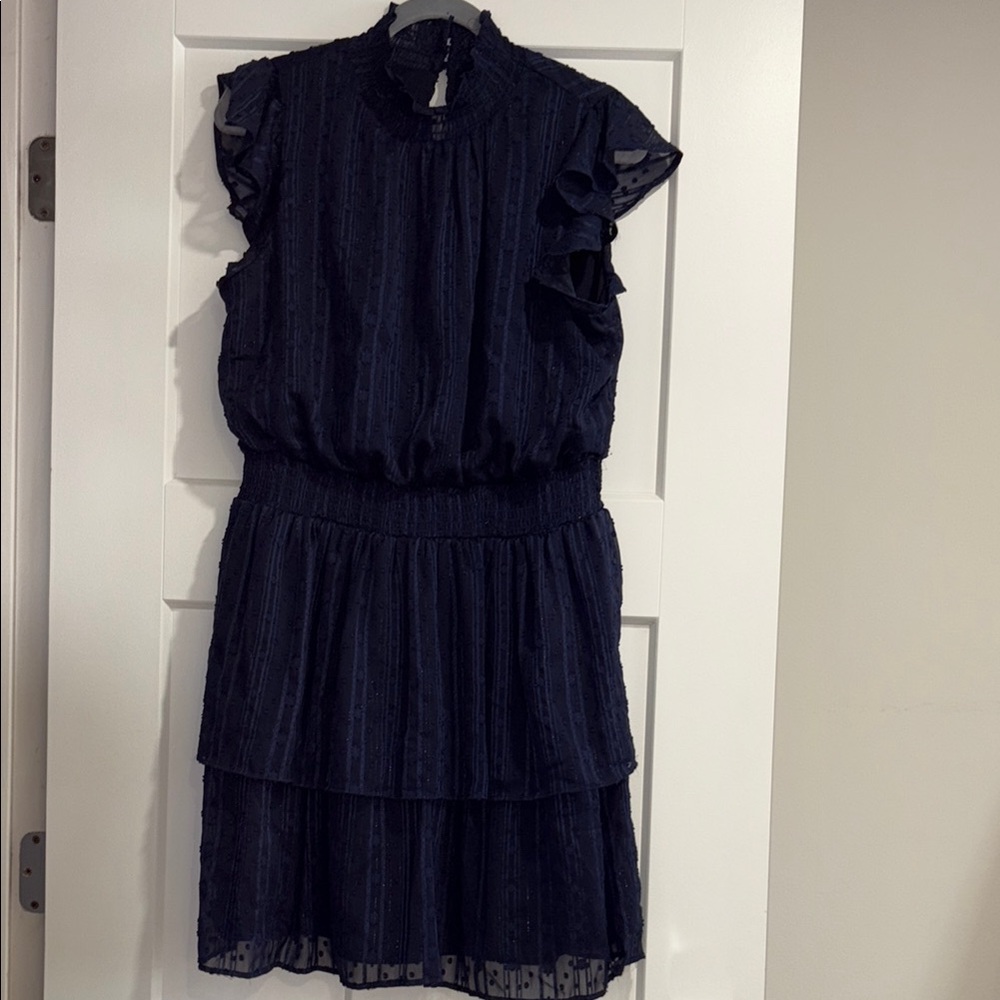 Elegant Navy Ruffle Dress